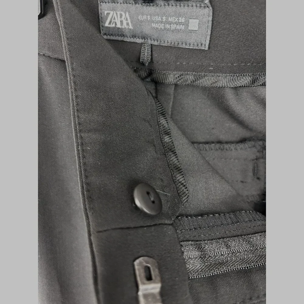 ZARA Black  Pants Size S Poly Blend Made in Spain